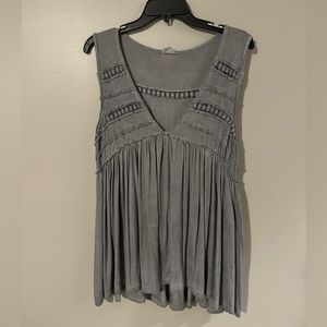 POL Anthropologie Grey Blue Flowy Shirt